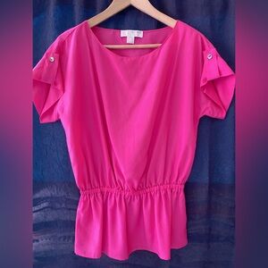 NWOT Michael Kors Women Hot Pink elasticated Waist Blouse